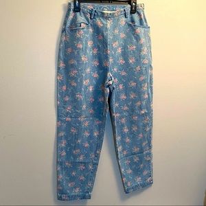 Susan Bristol Vintage High Waist Floral Print Mom Jeans